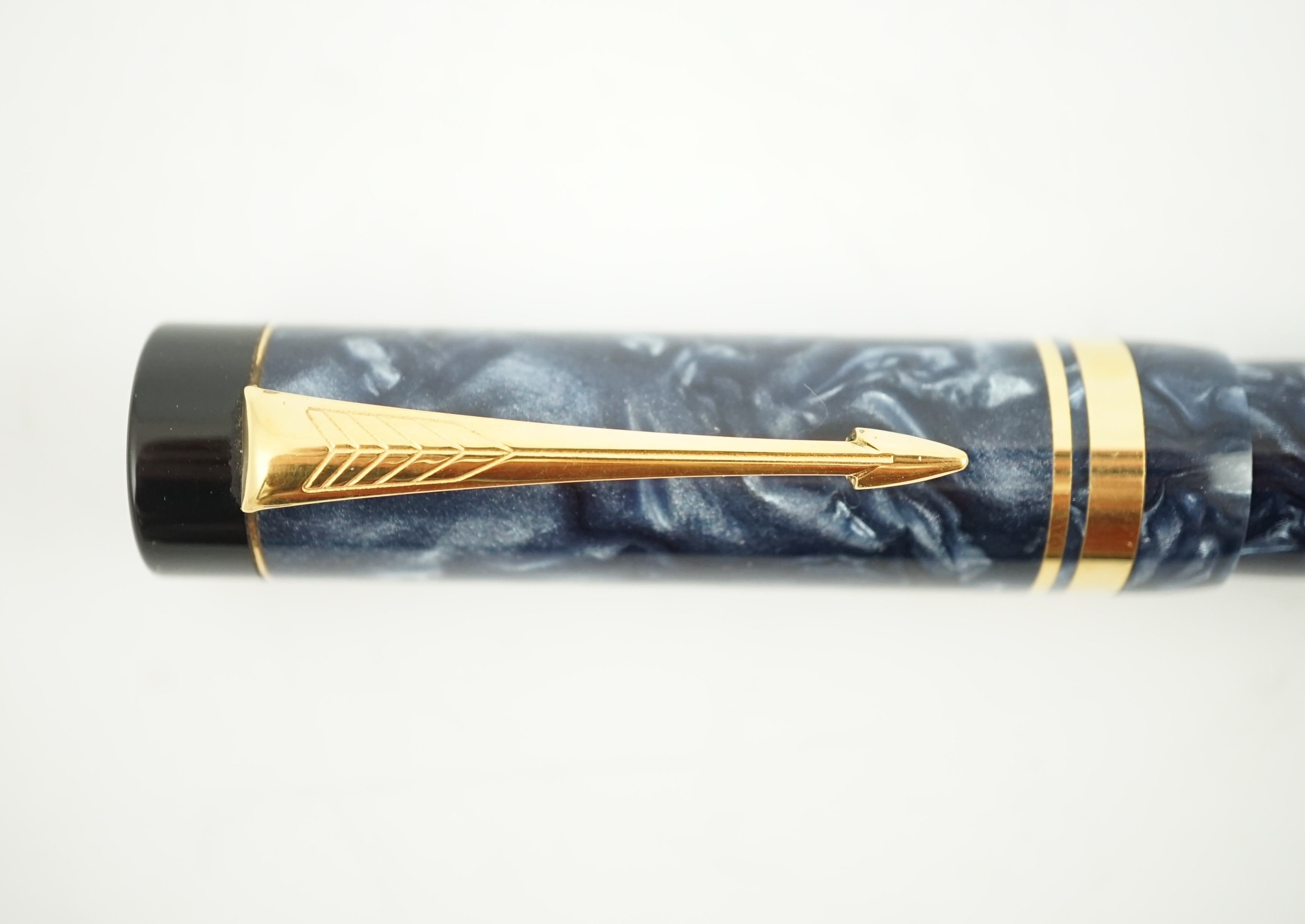 A Parker Duofold Centennial Mk.1 in blue marble with med. nib